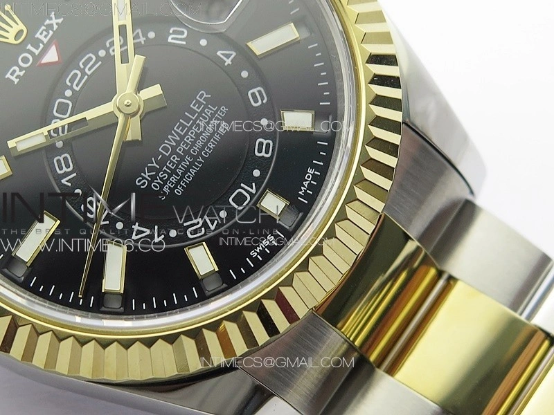 Sky-Dweller 326934 904L SS YG Noob 1:1 Best Edition Black Dial on SS Bracelet Asian 23J to 9001