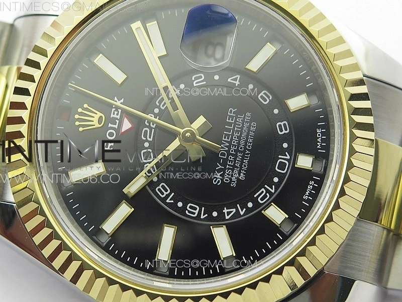 Sky-Dweller 326934 904L SS YG Noob 1:1 Best Edition Black Dial on SS Bracelet Asian 23J to 9001