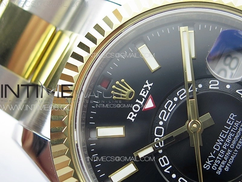 Sky-Dweller 326934 904L SS YG Noob 1:1 Best Edition Black Dial on SS Bracelet Asian 23J to 9001