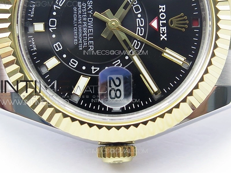 Sky-Dweller 326934 904L SS YG Noob 1:1 Best Edition Black Dial on SS Bracelet Asian 23J to 9001