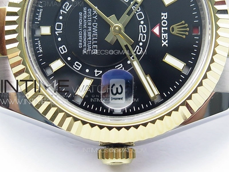 Sky-Dweller 326934 904L SS YG Noob 1:1 Best Edition Black Dial on SS Bracelet Asian 23J to 9001