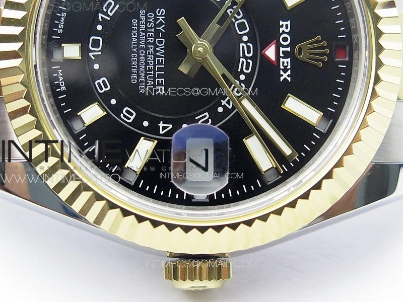 Sky-Dweller 326934 904L SS YG Noob 1:1 Best Edition Black Dial on SS Bracelet Asian 23J to 9001