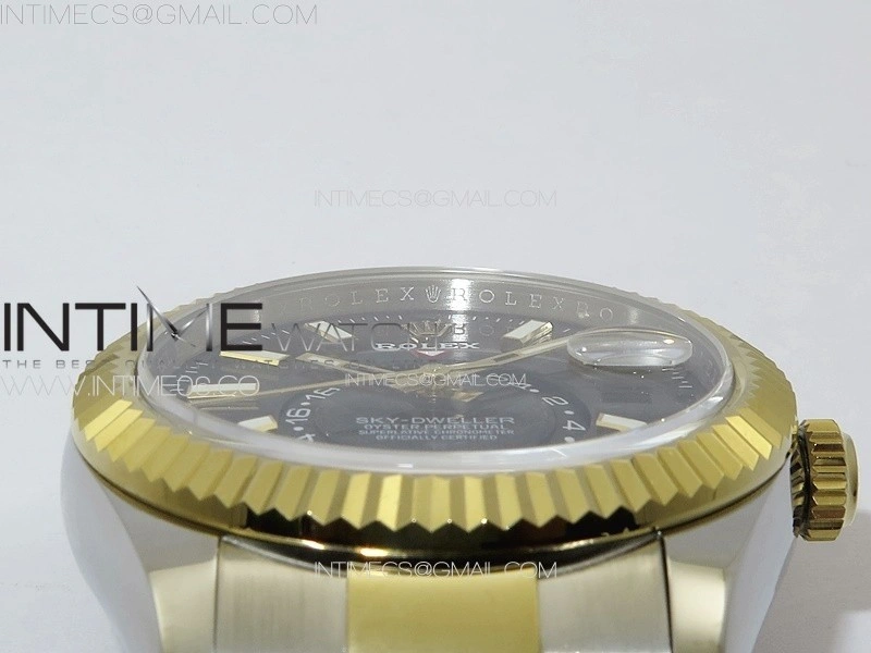 Sky-Dweller 326934 904L SS YG Noob 1:1 Best Edition Black Dial on SS Bracelet Asian 23J to 9001