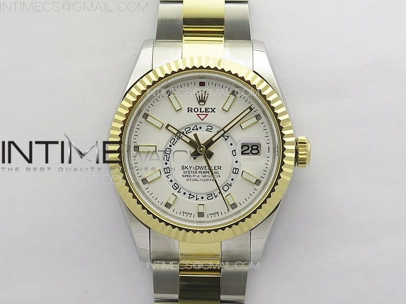 Sky-Dweller 326934 904L SS YG Noob 1:1 Best Edition White Dial on SS Bracelet Asian 23J to 9001