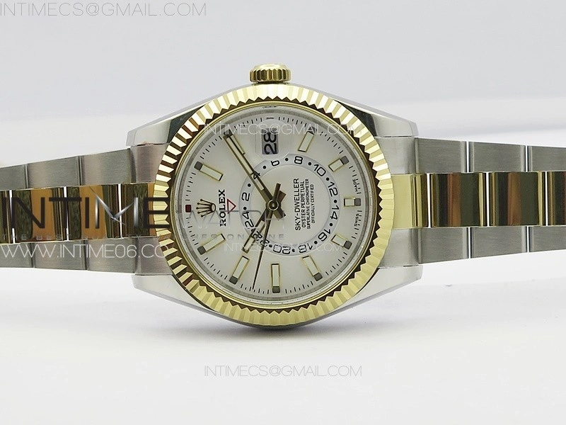 Sky-Dweller 326934 904L SS YG Noob 1:1 Best Edition White Dial on SS Bracelet Asian 23J to 9001