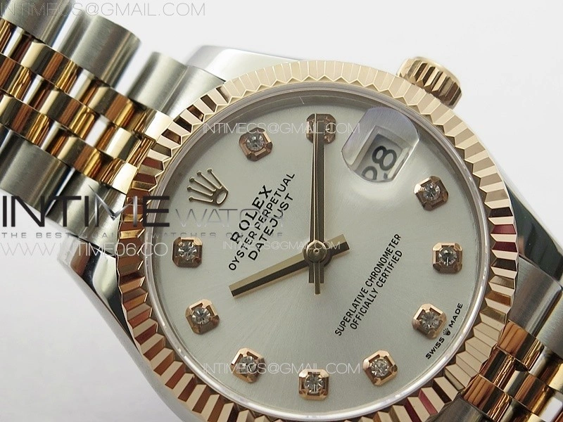 DateJust 31mm 178271 SS RG APSF Best Edition Silver Dial Crystal Markers on Jubilee Bracelet A2824
