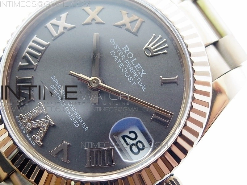 Datejust 31mm 278275 RG BP Best Edition Gray Roman Markers Dial @6 Dia on RG President Bracelet