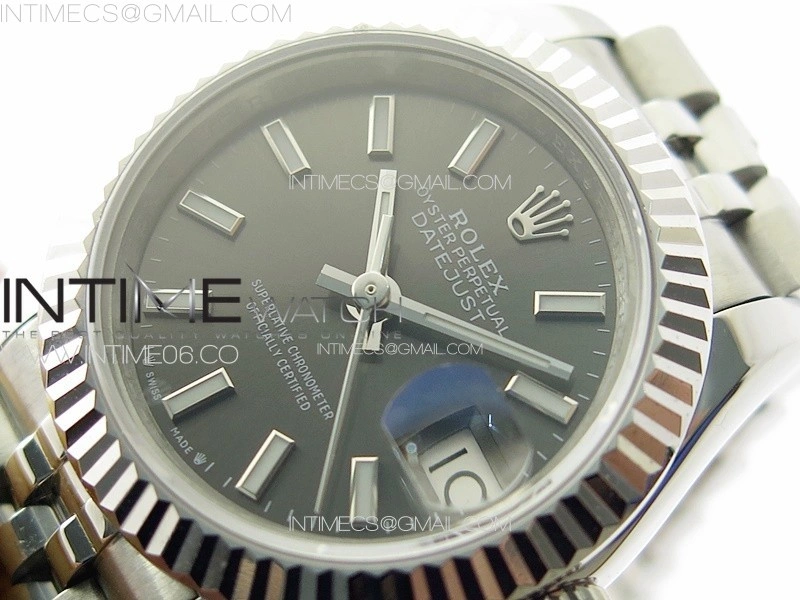 Datejust 28mm 279179 SS APSF Best Edition Gray Dial Sticks Markers on SS Jubilee Bracelet NH05