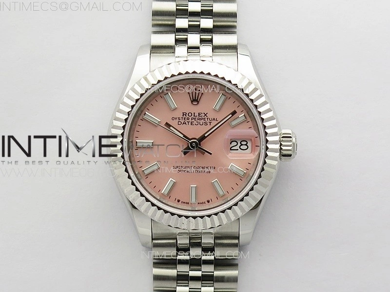 Datejust 28mm 279179 SS APSF Best Edition Pink Dial Sticks Markers on SS Jubilee Bracelet NH05