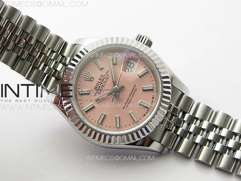 Datejust 28mm 279179 SS APSF Best Edition Pink Dial Sticks Markers on SS Jubilee Bracelet NH05