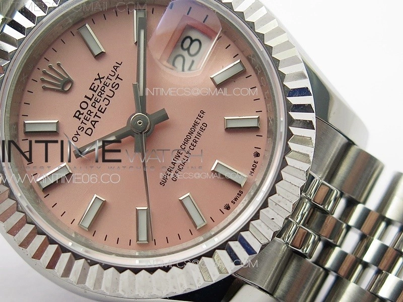 Datejust 28mm 279179 SS APSF Best Edition Pink Dial Sticks Markers on SS Jubilee Bracelet NH05