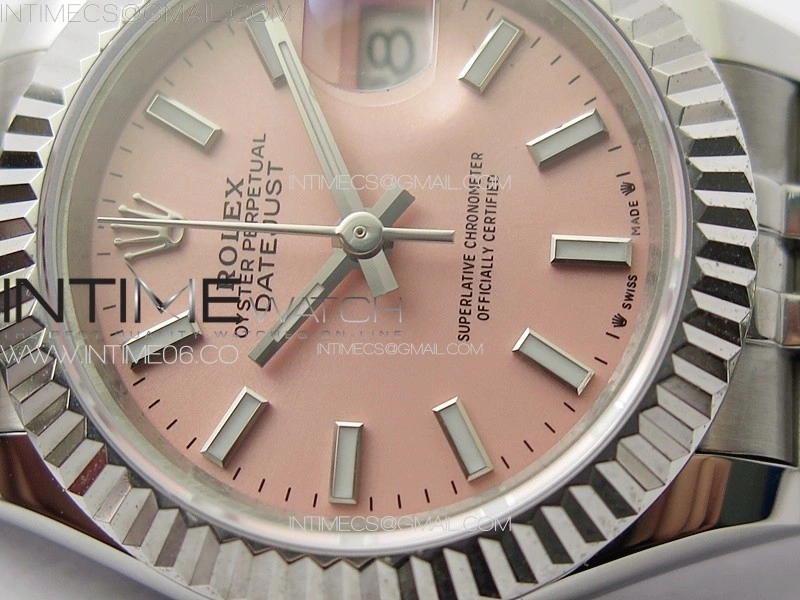 Datejust 28mm 279179 SS APSF Best Edition Pink Dial Sticks Markers on SS Jubilee Bracelet NH05