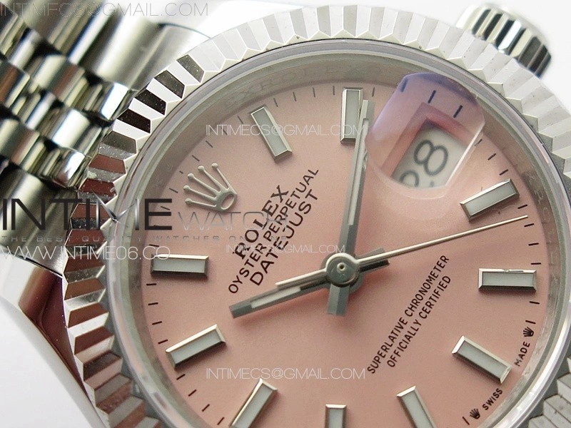 Datejust 28mm 279179 SS APSF Best Edition Pink Dial Sticks Markers on SS Jubilee Bracelet NH05