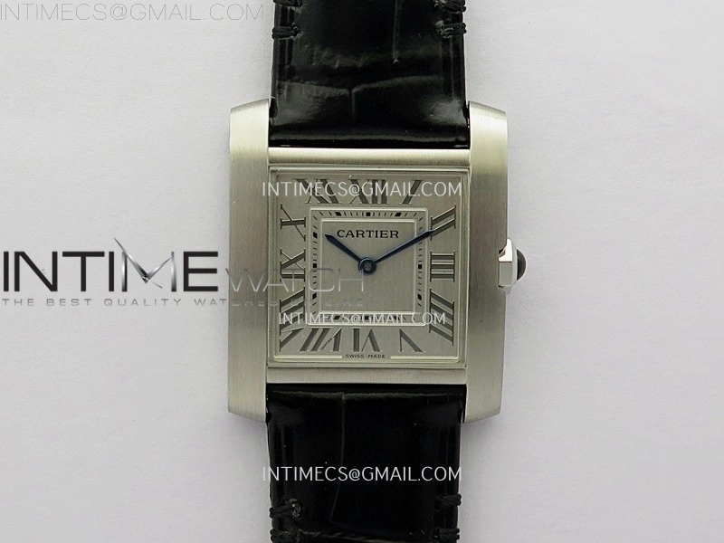 Tank Francaise Ladies 27mm SS 8848F 1:1 Best Edition Silver Dial on Black Leather Strap Ronda Quartz V2
