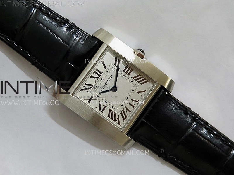 Tank Francaise Ladies 27mm SS 8848F 1:1 Best Edition Silver Dial on Black Leather Strap Ronda Quartz V2