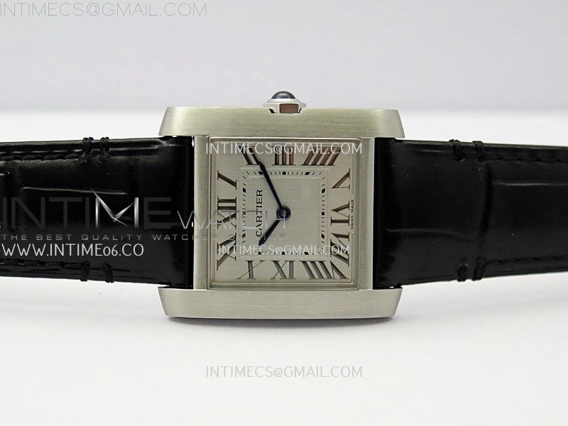 Tank Francaise Ladies 27mm SS 8848F 1:1 Best Edition Silver Dial on Black Leather Strap Ronda Quartz V2