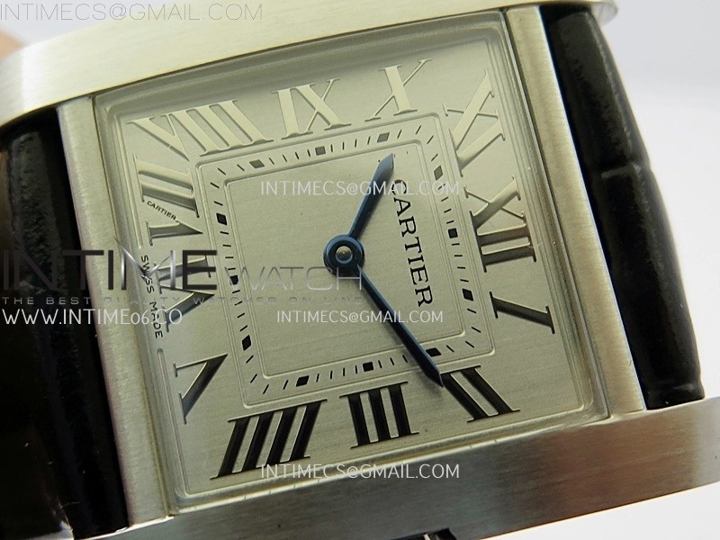 Tank Francaise Ladies 27mm SS 8848F 1:1 Best Edition Silver Dial on Black Leather Strap Ronda Quartz V2