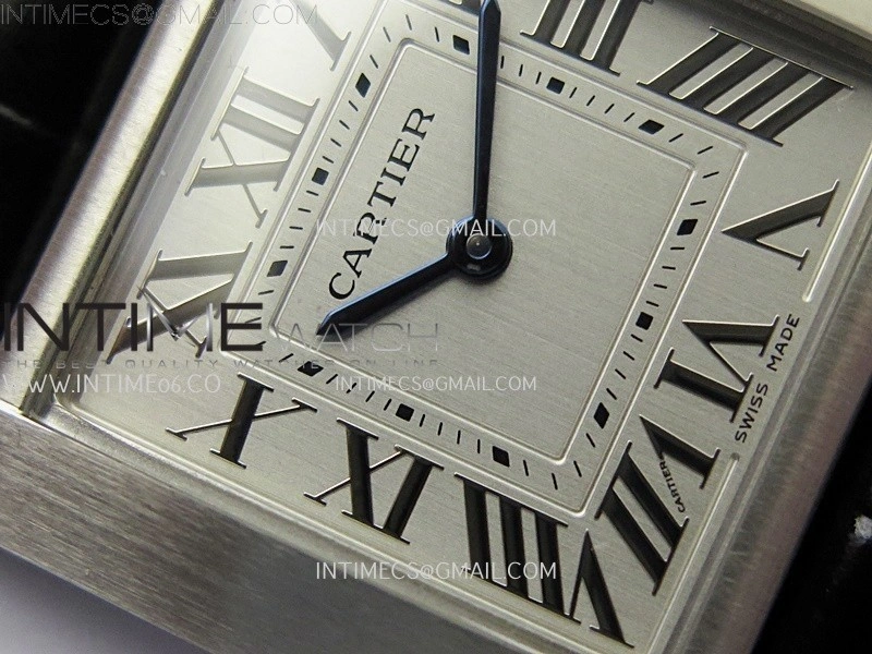 Tank Francaise Ladies 27mm SS 8848F 1:1 Best Edition Silver Dial on Black Leather Strap Ronda Quartz V2