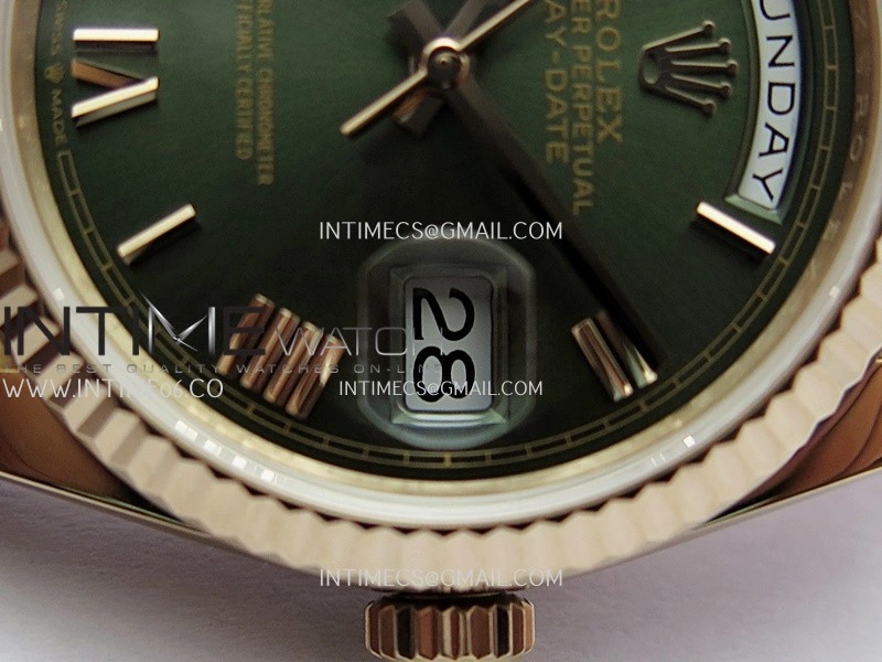 Day Date 128235 RG BP 1:1 Best Edition Green Dial Roman Marker On President Bracelet SA3255
