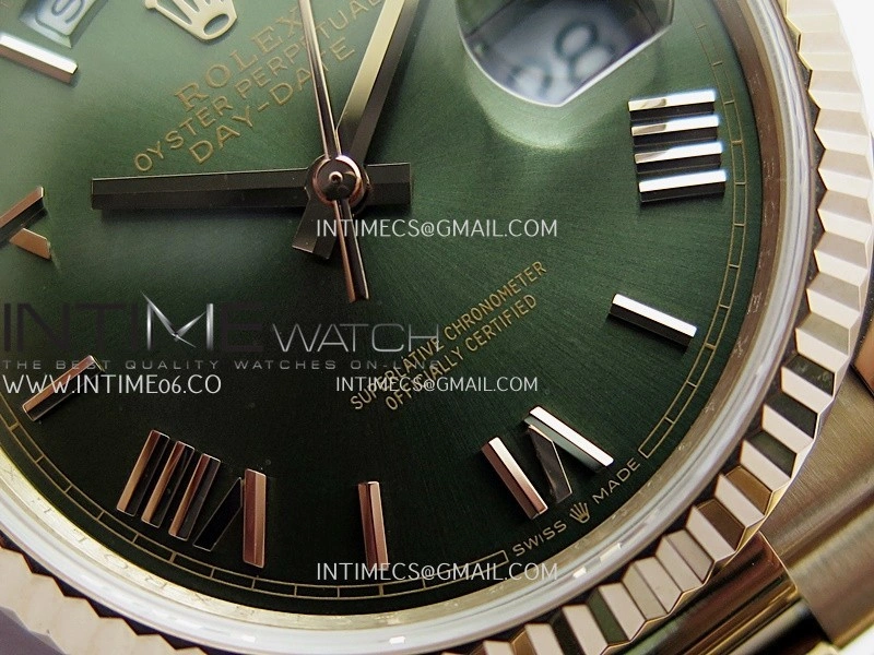 Day Date 128235 RG BP 1:1 Best Edition Green Dial Roman Marker On President Bracelet SA3255