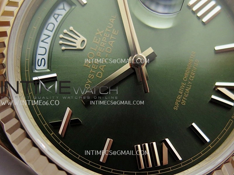 Day Date 128235 RG BP 1:1 Best Edition Green Dial Roman Marker On President Bracelet SA3255