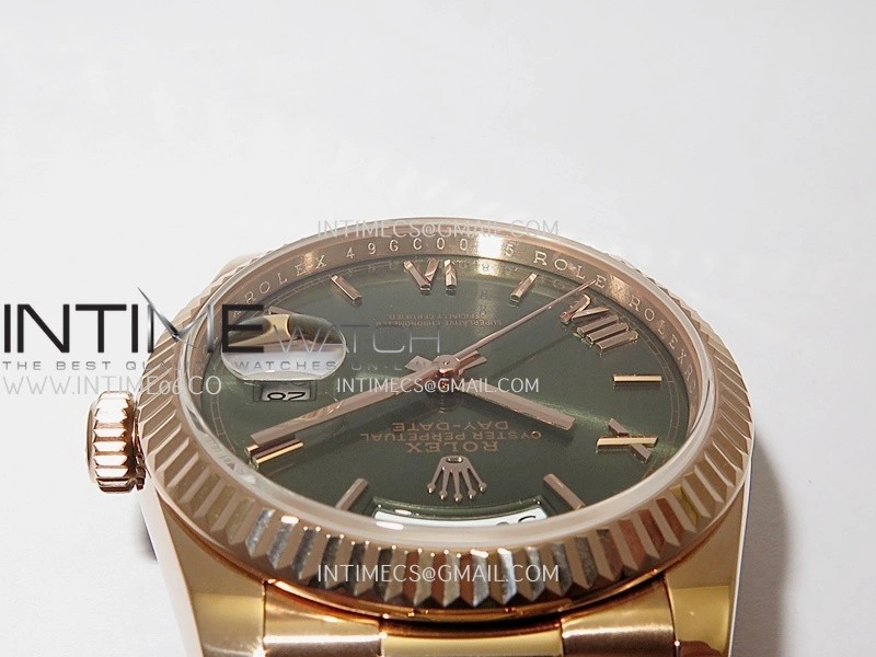 Day Date 128235 RG BP 1:1 Best Edition Green Dial Roman Marker On President Bracelet SA3255