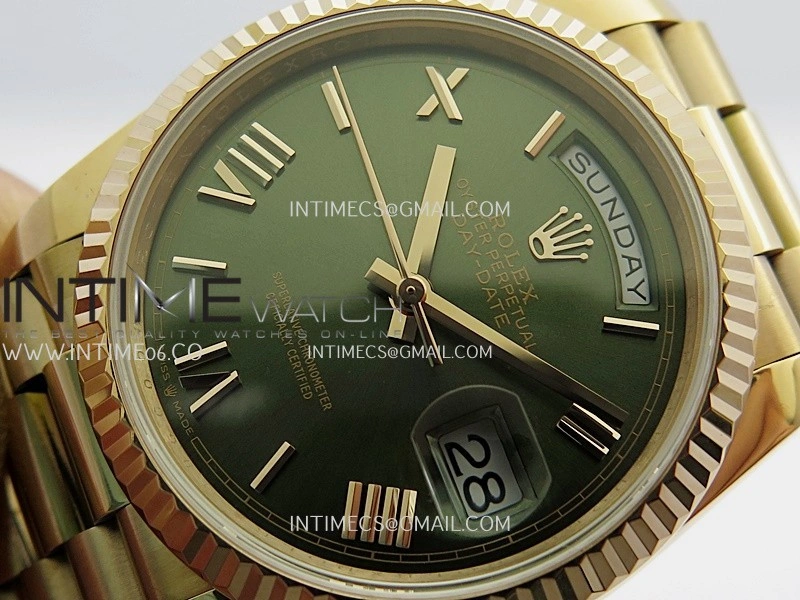 Day Date 128235 RG BP 1:1 Best Edition Green Dial Roman Marker On President Bracelet SA3255
