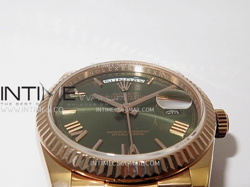 Day Date 128235 RG BP 1:1 Best Edition Green Dial Roman Marker On President Bracelet SA3255