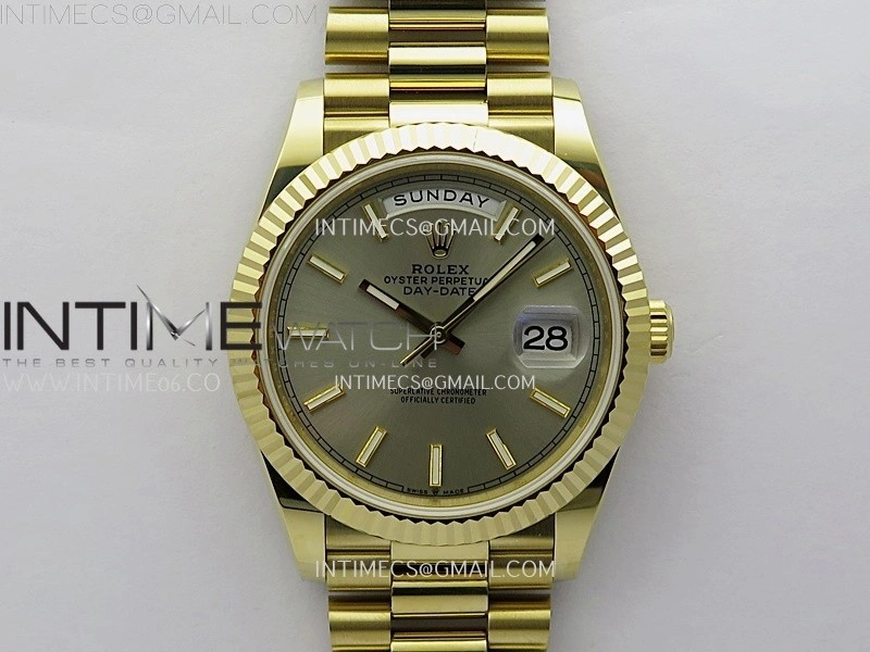 Day Date 228238 40mm YG Noob 1:1 Best Edition Silver Stick Dial On President Bracelet A2836