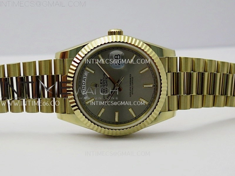 Day Date 228238 40mm YG Noob 1:1 Best Edition Silver Stick Dial On President Bracelet A2836