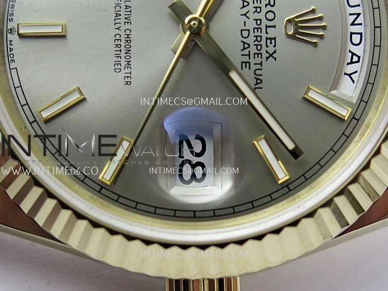 Day Date 228238 40mm YG Noob 1:1 Best Edition Silver Stick Dial On President Bracelet A2836