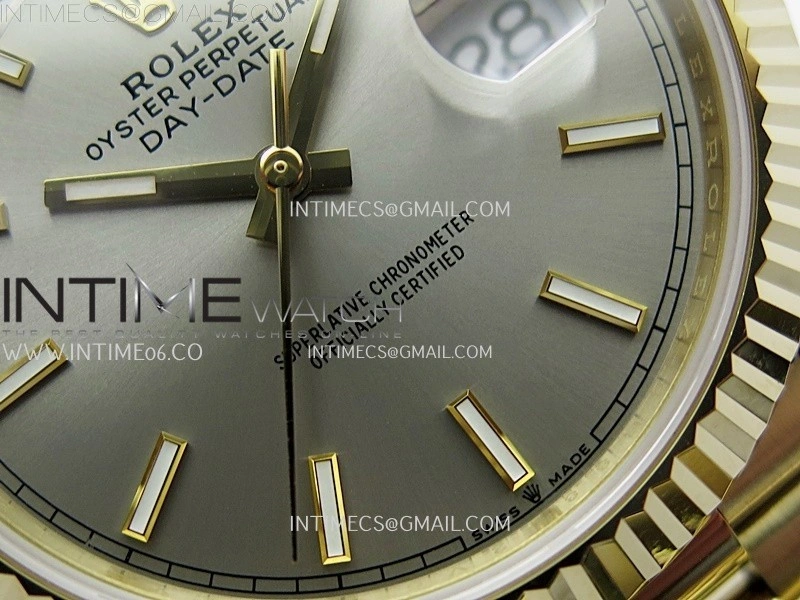 Day Date 228238 40mm YG Noob 1:1 Best Edition Silver Stick Dial On President Bracelet A2836
