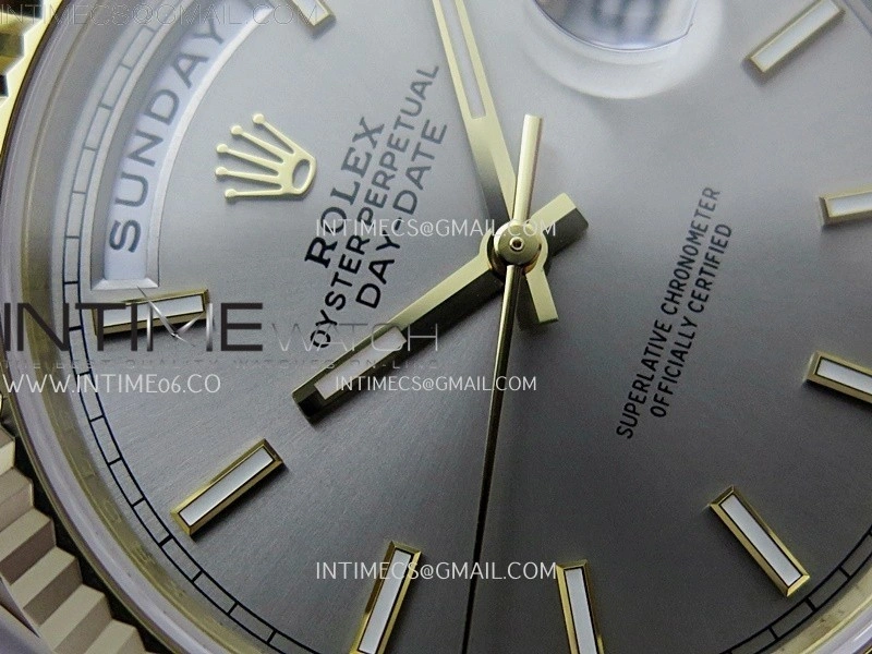Day Date 228238 40mm YG Noob 1:1 Best Edition Silver Stick Dial On President Bracelet A2836