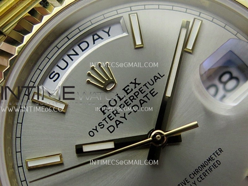 Day Date 228238 40mm YG Noob 1:1 Best Edition Silver Stick Dial On President Bracelet A2836