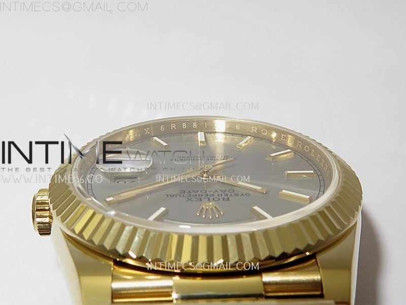 Day Date 228238 40mm YG Noob 1:1 Best Edition Silver Stick Dial On President Bracelet A2836