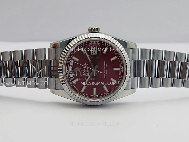 Day Date 128239 Gain Weight QF 1:1 Best Edition Red Dial Stick Marker On President Bracelet