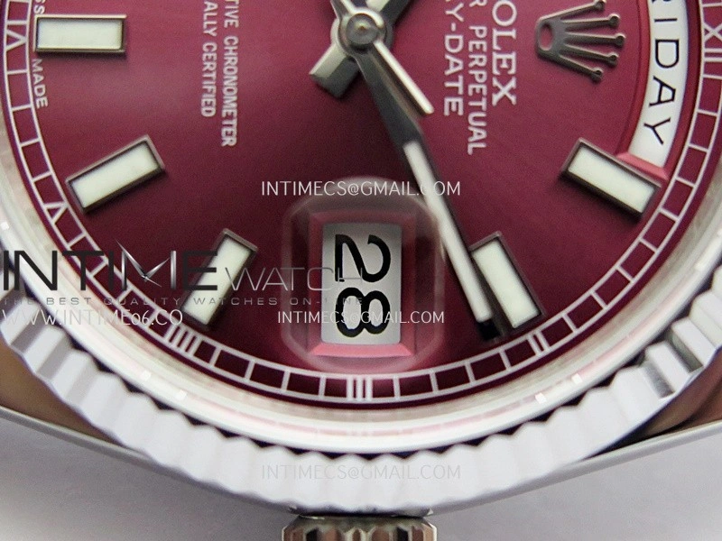 Day Date 128239 Gain Weight QF 1:1 Best Edition Red Dial Stick Marker On President Bracelet