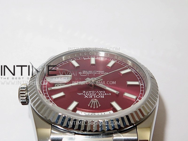 Day Date 128239 Gain Weight QF 1:1 Best Edition Red Dial Stick Marker On President Bracelet
