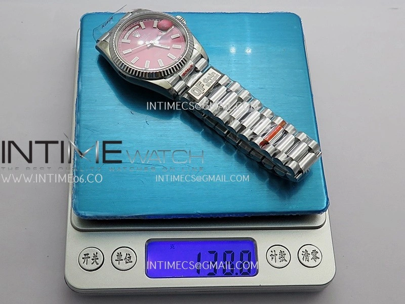 Day Date 128239 Gain Weight QF 1:1 Best Edition Red Dial Stick Marker On President Bracelet