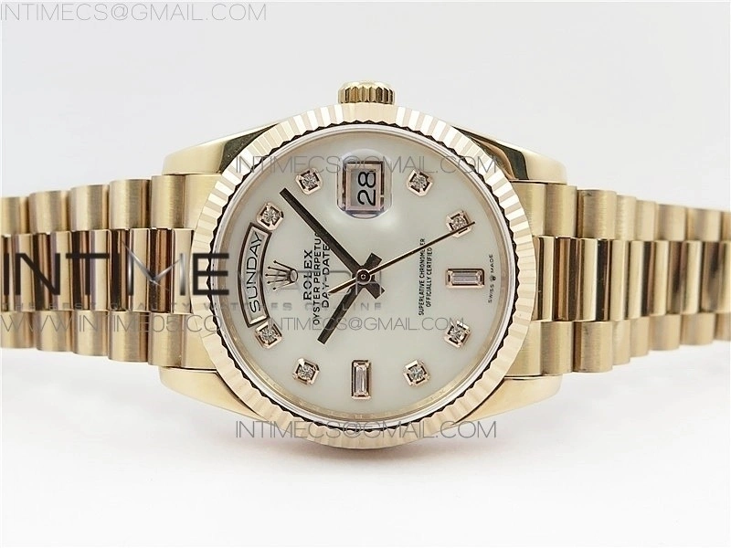 Day-Date 36 128239 RG BP Best Edition White MOP Crystal Markers Dial on RG President Bracelet