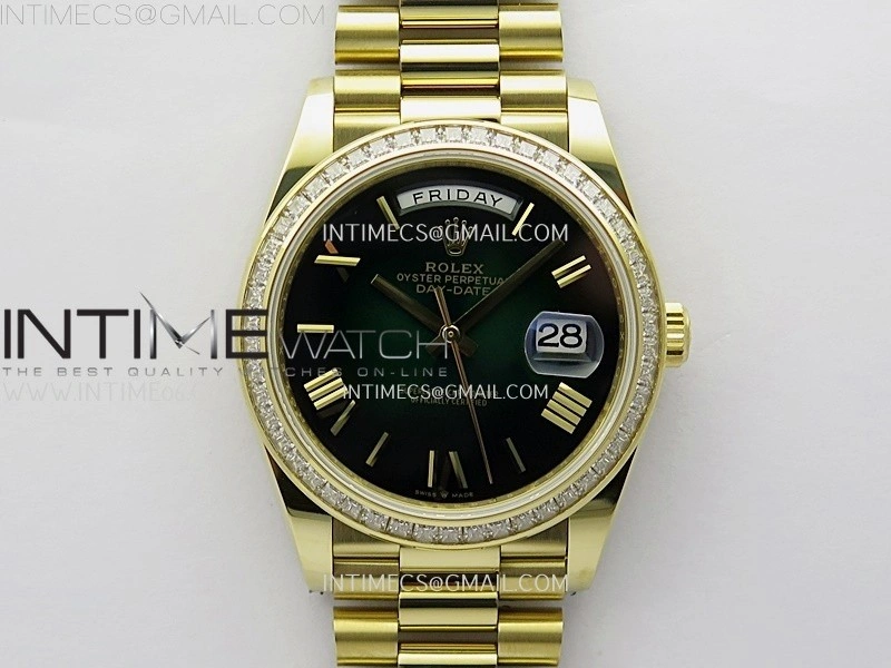 Day Date 228348 40mm YG Noob 1:1 Best Edition Green Ombre Roman On President Bracelet A2836