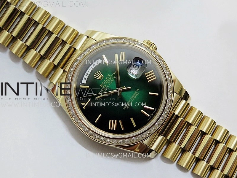 Day Date 228348 40mm YG Noob 1:1 Best Edition Green Ombre Roman On President Bracelet A2836