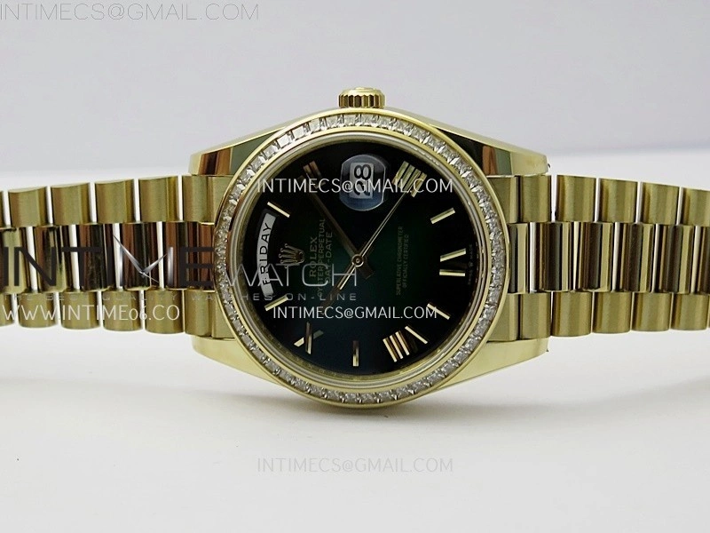 Day Date 228348 40mm YG Noob 1:1 Best Edition Green Ombre Roman On President Bracelet A2836