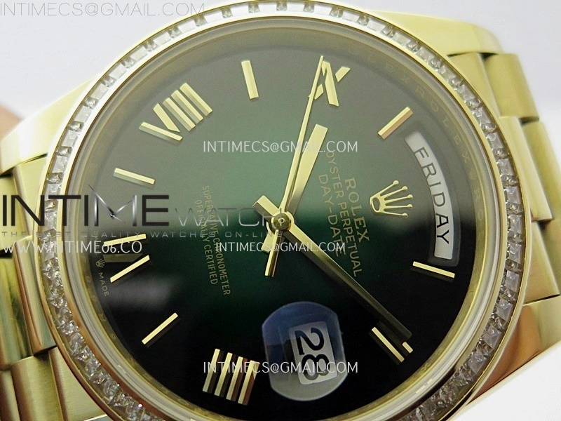 Day Date 228348 40mm YG Noob 1:1 Best Edition Green Ombre Roman On President Bracelet A2836