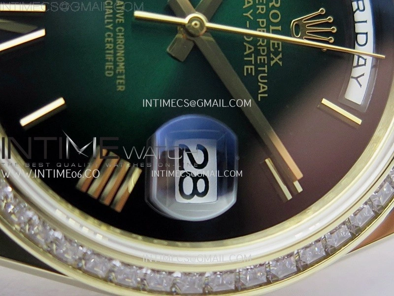 Day Date 228348 40mm YG Noob 1:1 Best Edition Green Ombre Roman On President Bracelet A2836
