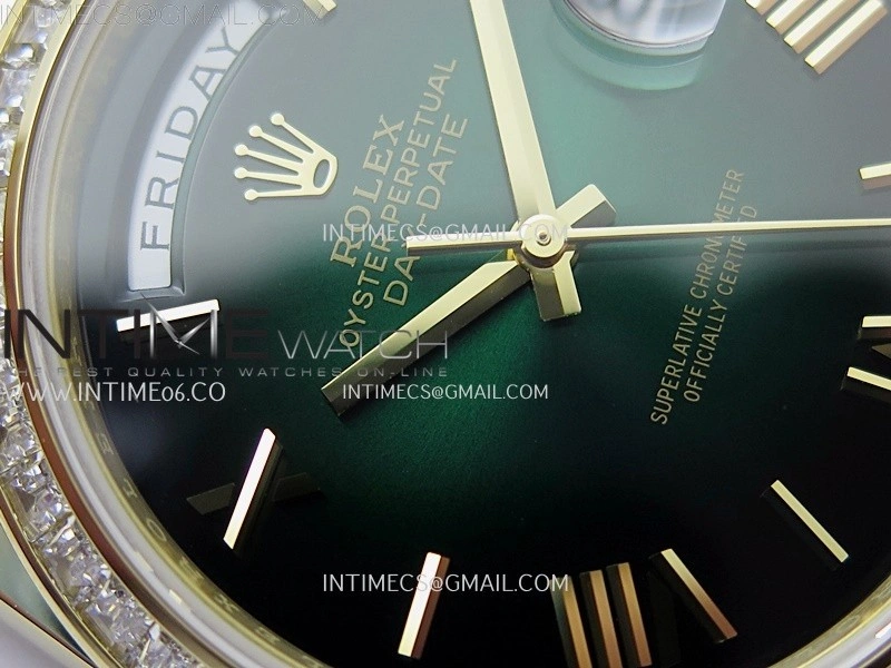 Day Date 228348 40mm YG Noob 1:1 Best Edition Green Ombre Roman On President Bracelet A2836