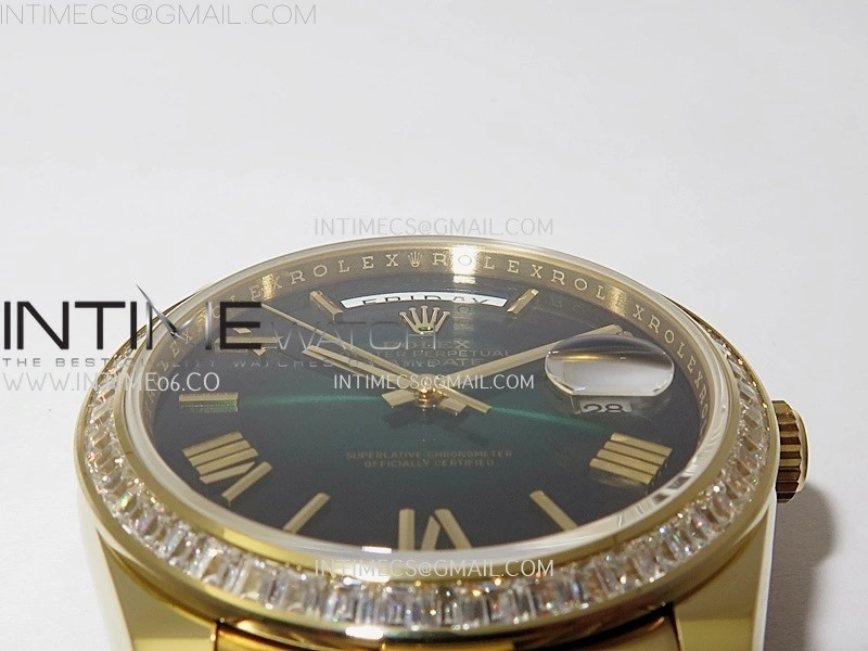 Day Date 228348 40mm YG Noob 1:1 Best Edition Green Ombre Roman On President Bracelet A2836