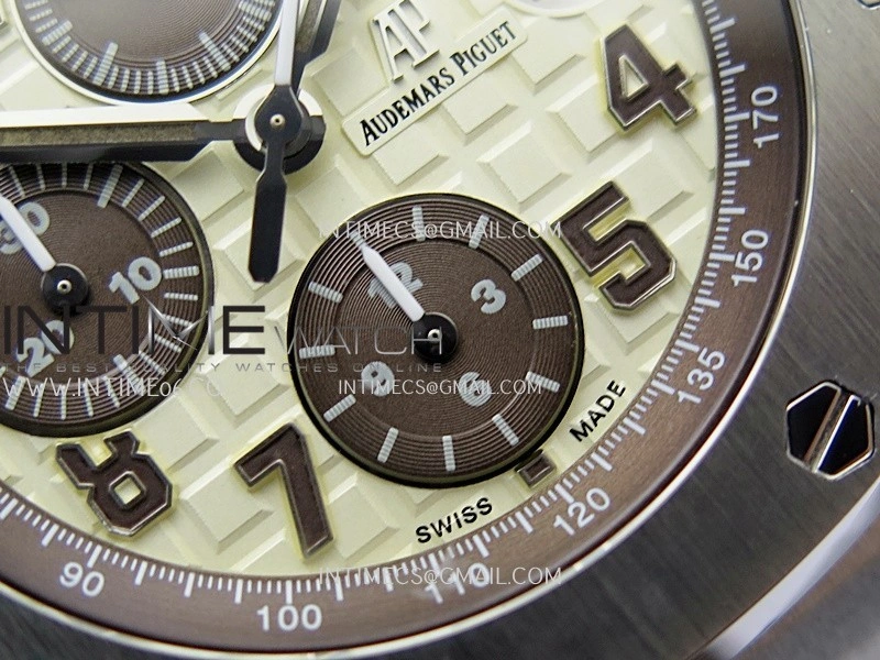 Royal Oak Offshore 42mm 2014 Safari SS TKF Best Edition Cream Dial On Brown Leather Strap Asian 3126