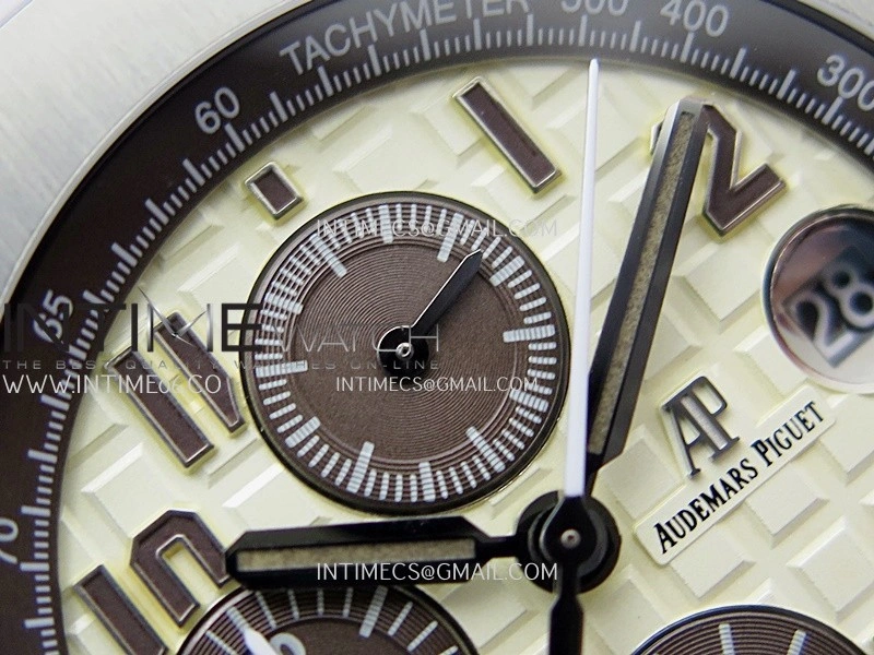 Royal Oak Offshore 42mm 2014 Safari SS TKF Best Edition Cream Dial On Brown Leather Strap Asian 3126