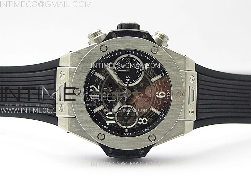 Hublot Big Bang Unico 42mm Titanium BBF 1:1 Best Edition Black Skeleton Dial on Black Rubber Strap A1280